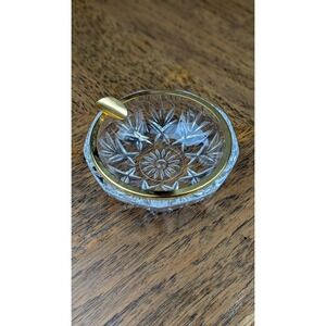 Vintage Italian RCR Royal Crystal Rock Ashtray with Gold Metal Rim